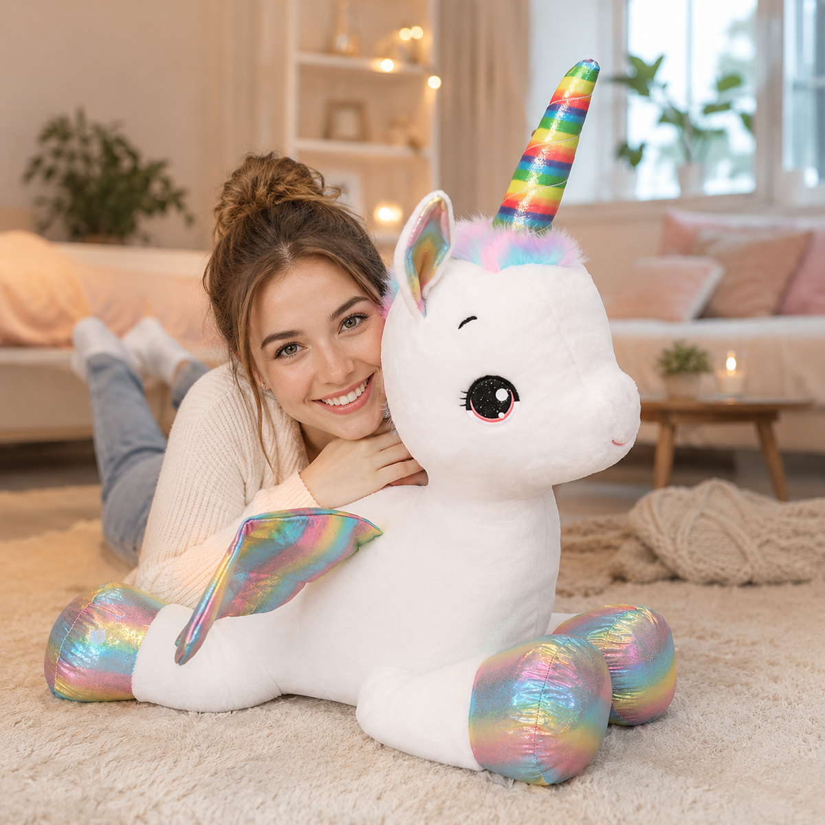 Licorne en Peluche Géante Kawaii