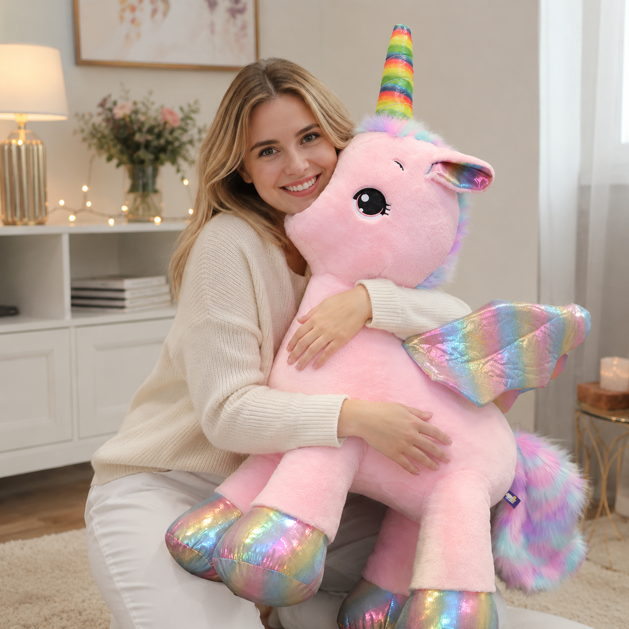 Licorne en Peluche Géante Kawaii