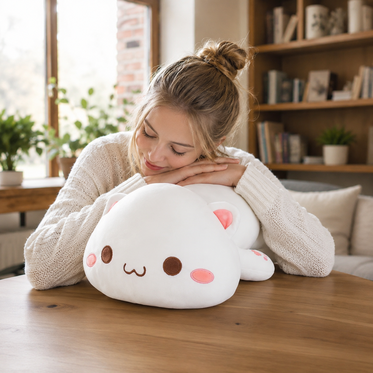 Peluche Chat Kawaii Couché