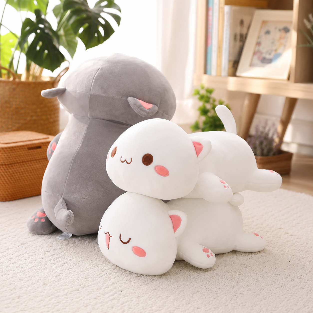 Peluche Chat Kawaii Couché
