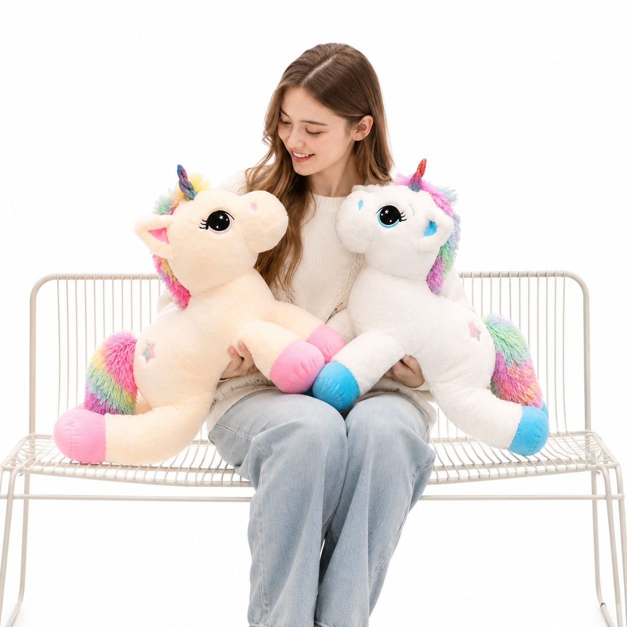 Peluche licorne arc-en-ciel