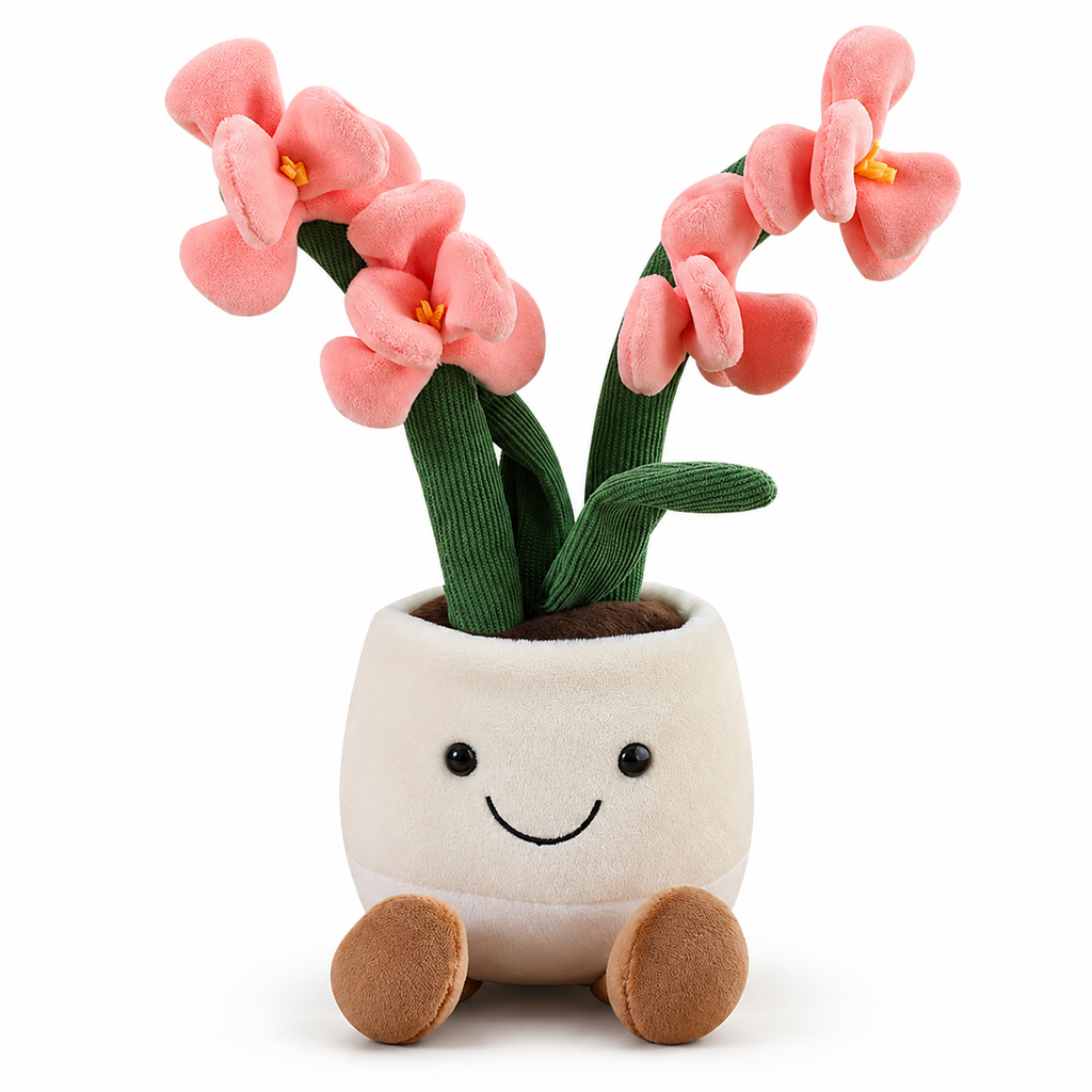 Peluche plante kawaii orchidée douce et colorée
