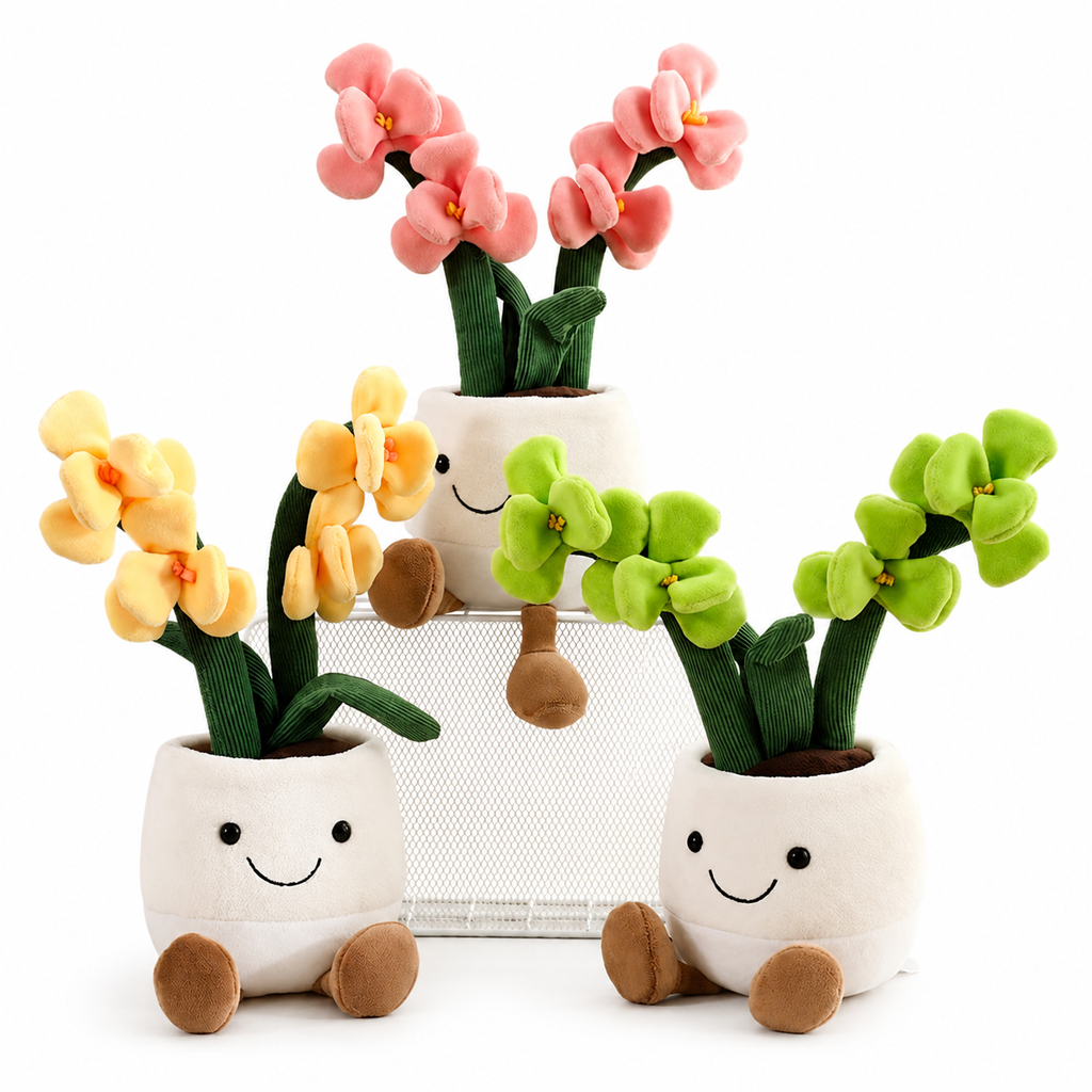 Peluche plante kawaii orchidée douce et colorée