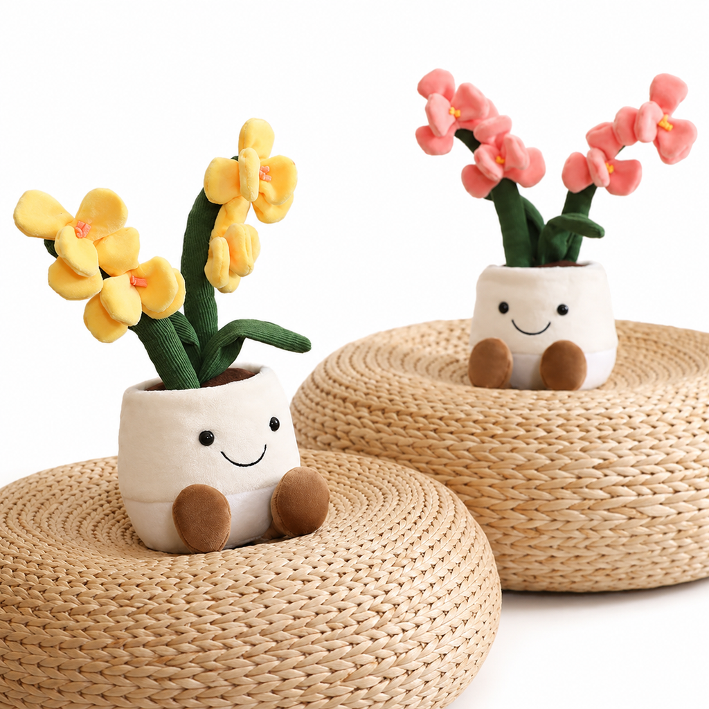 Peluche plante kawaii orchidée douce et colorée