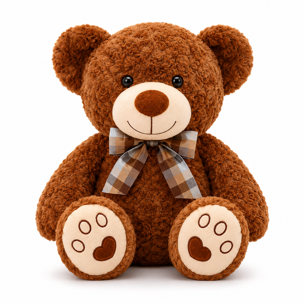 Ours en Peluche bouclé traditionnel avec nœud