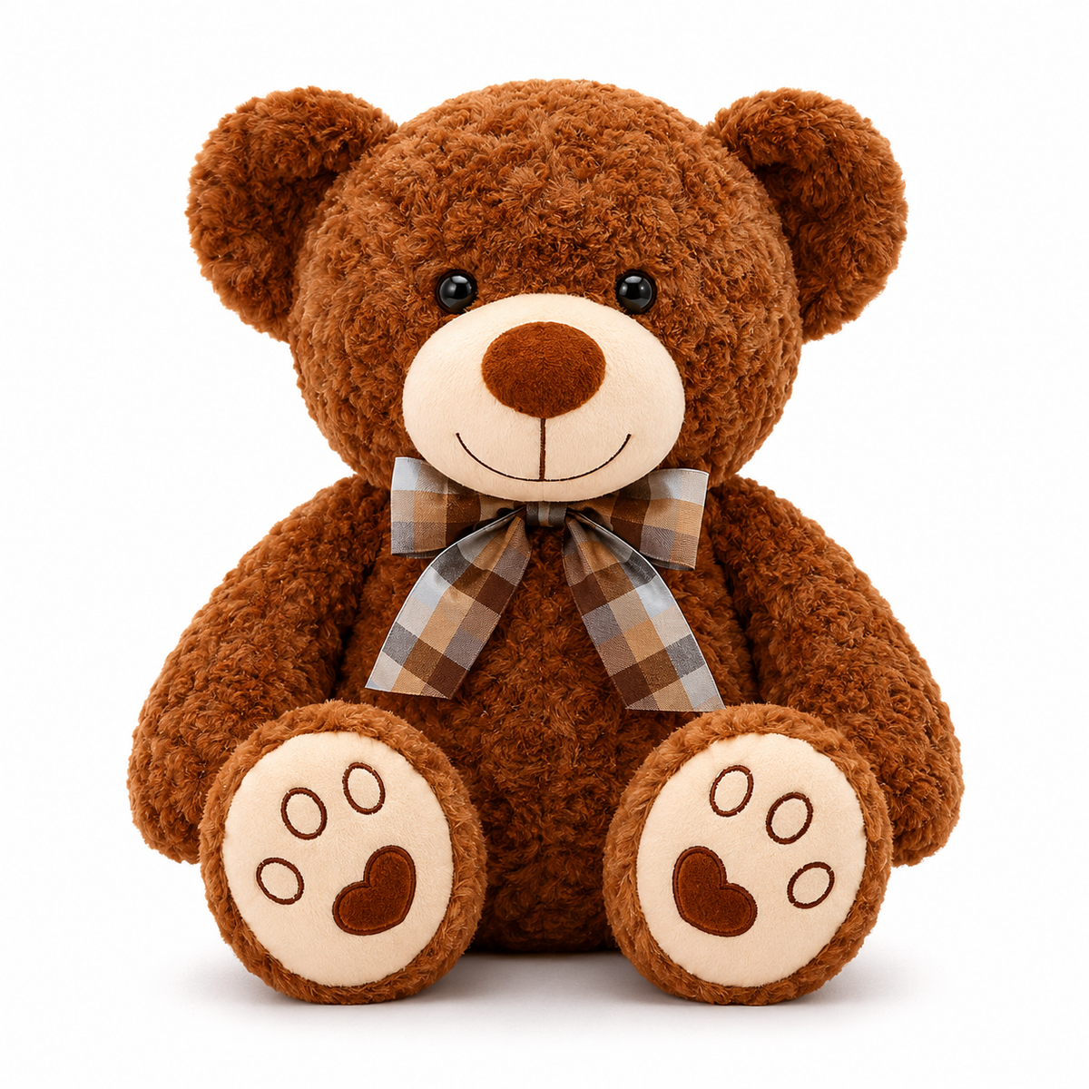 Ours en Peluche bouclé traditionnel avec nœud