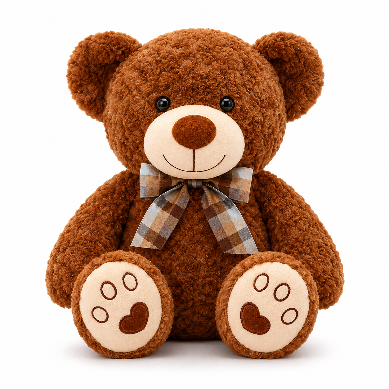 Ours en Peluche bouclé traditionnel avec nœud