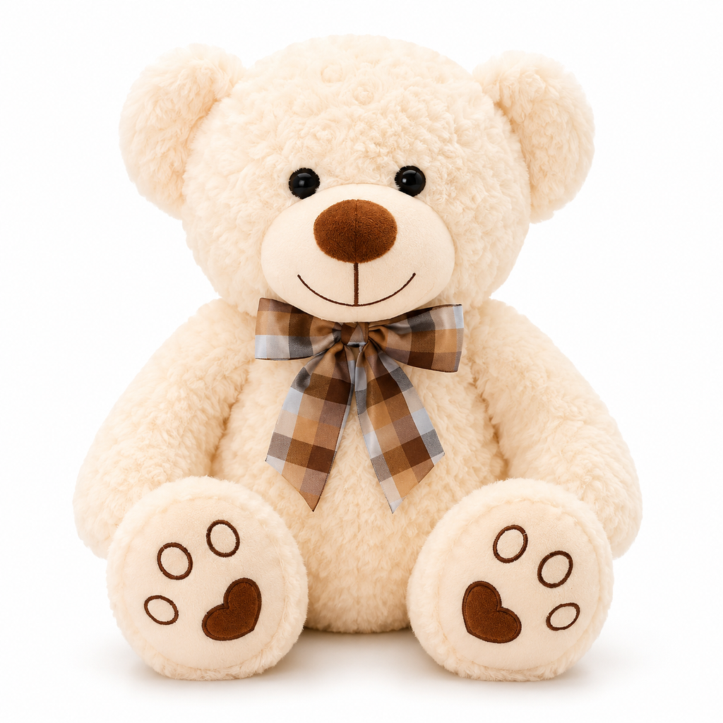 Ours en Peluche bouclé traditionnel avec nœud