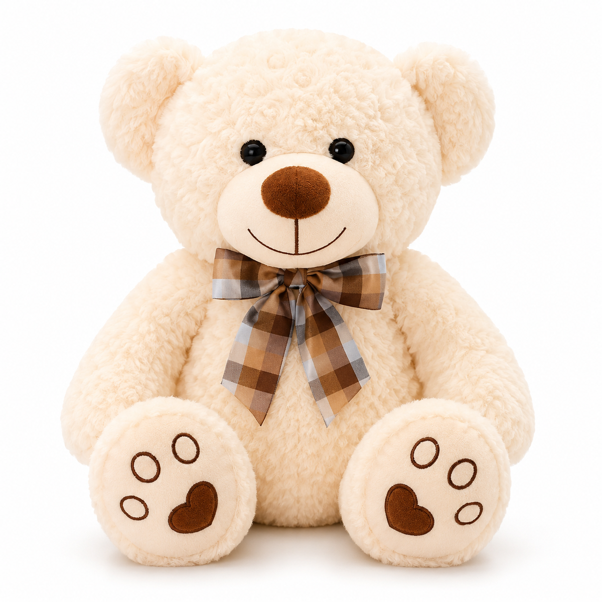 Ours en Peluche bouclé traditionnel avec nœud