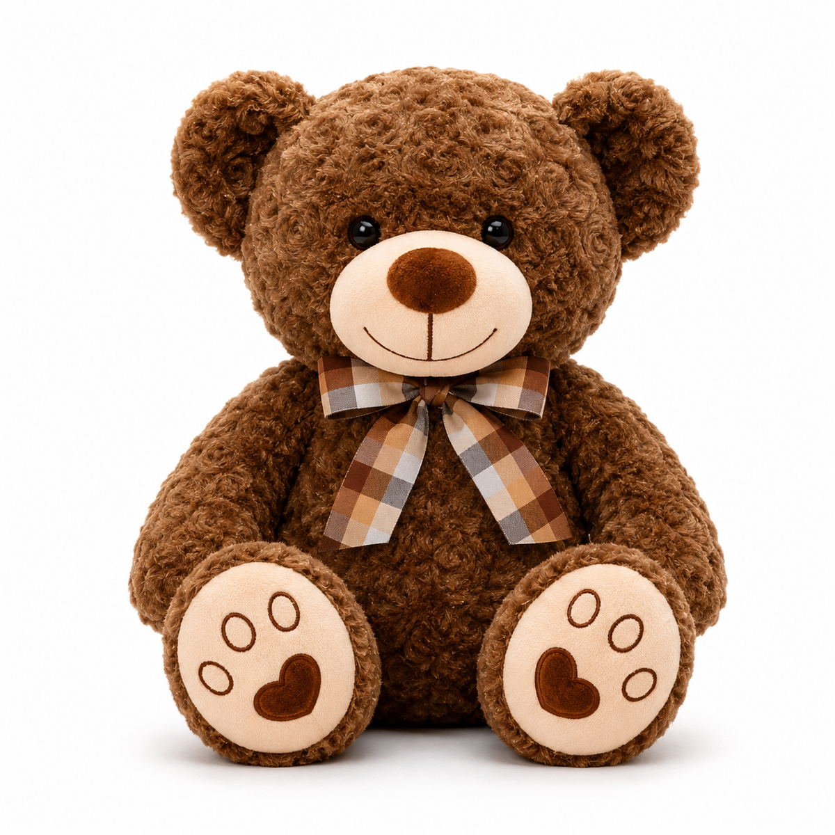Ours en Peluche bouclé traditionnel avec nœud
