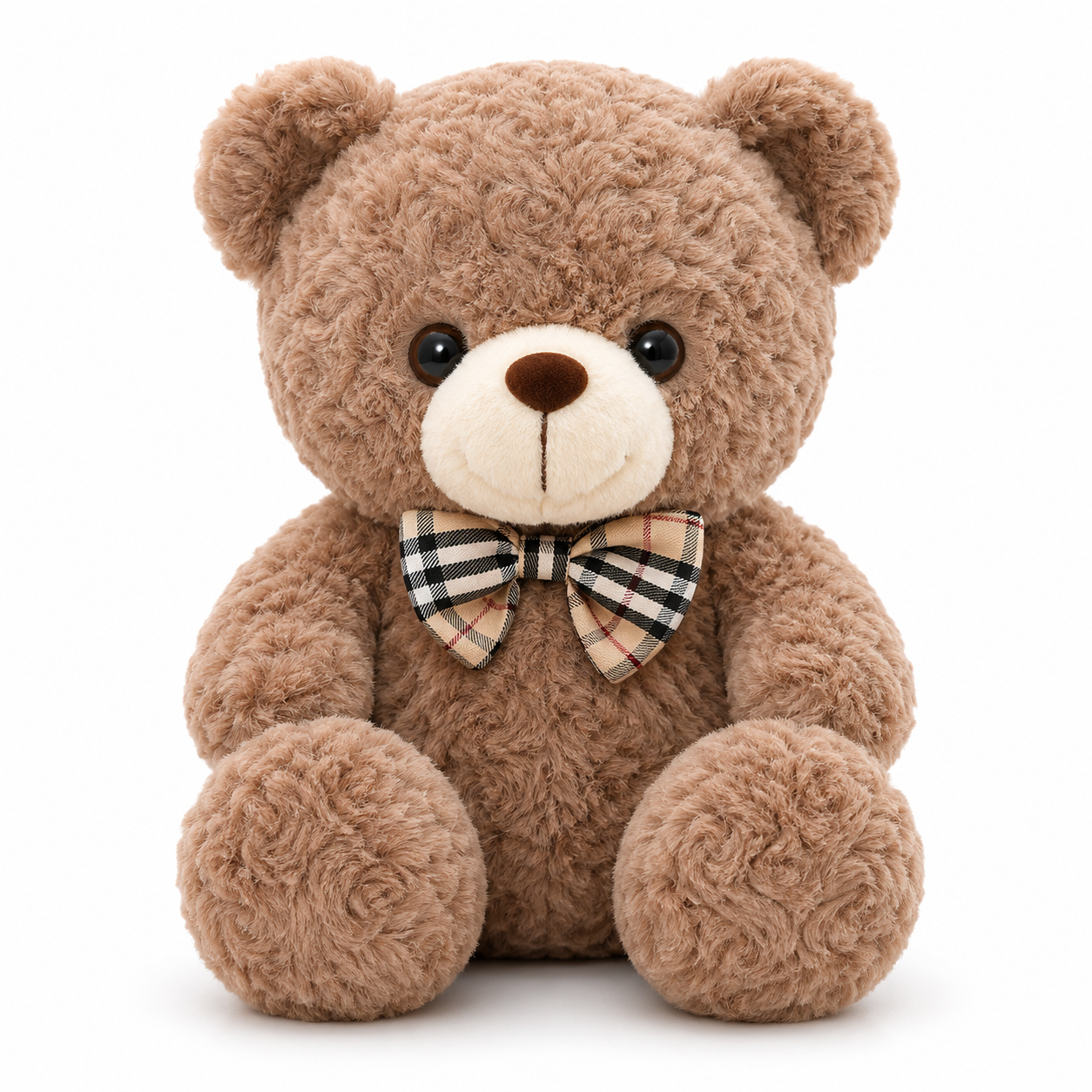 Ours en Peluche bouclé traditionnel avec nœud