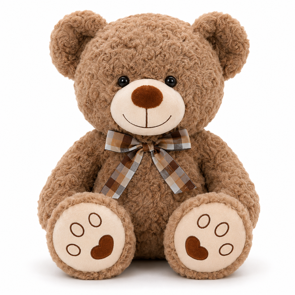 Ours en Peluche bouclé traditionnel avec nœud