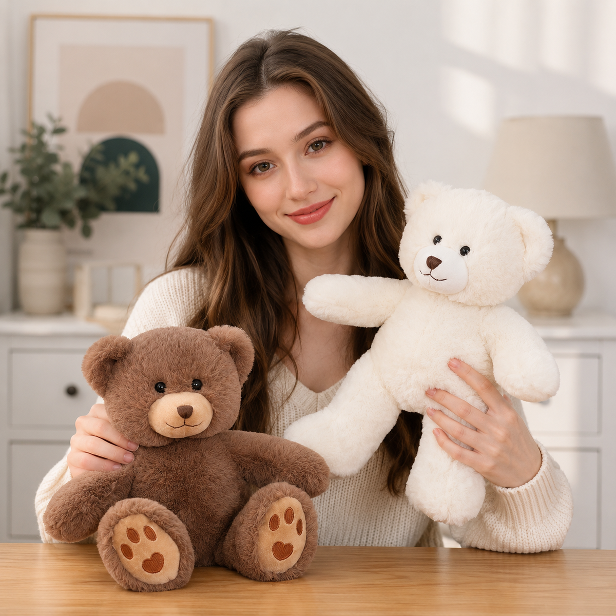 Ours en Peluche bouclé traditionnel avec nœud