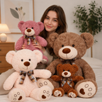 Ours en Peluche bouclé traditionnel avec nœud