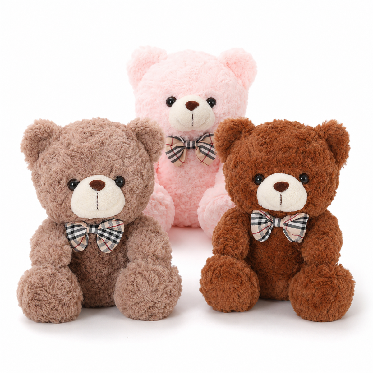 Ours en Peluche bouclé traditionnel avec nœud